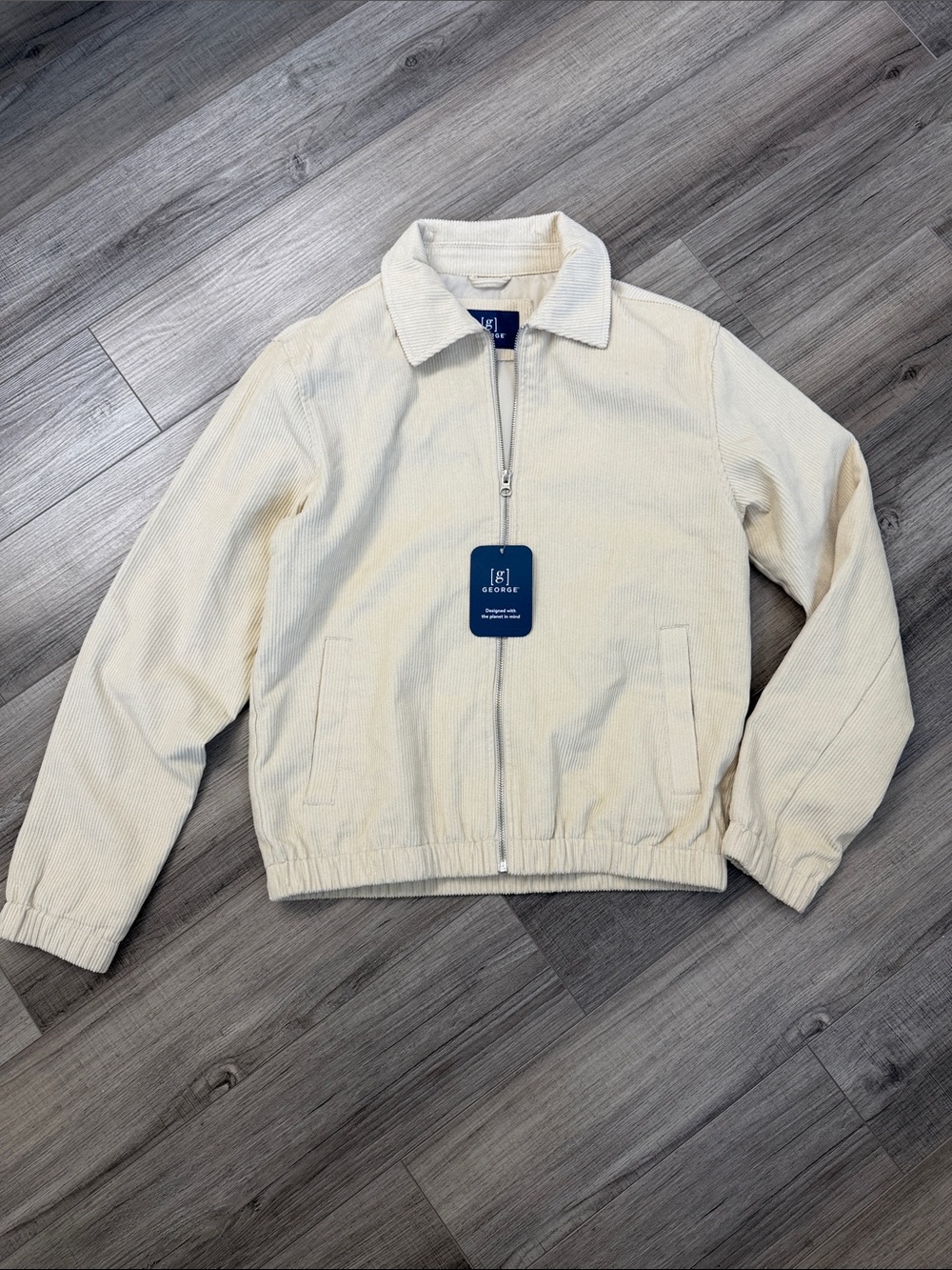 George Cream Corduroy Zip-Front Jacket